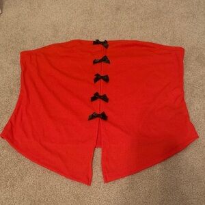 Red Bow-Accent Tube Top